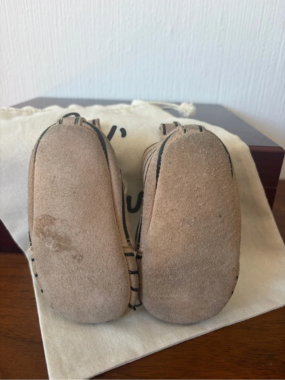 Striped Tan leather baby Moccasin Lace-Up Shoes